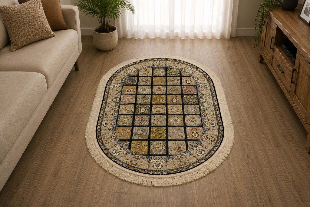 Patchwork Oval Turkish Rug 3x5