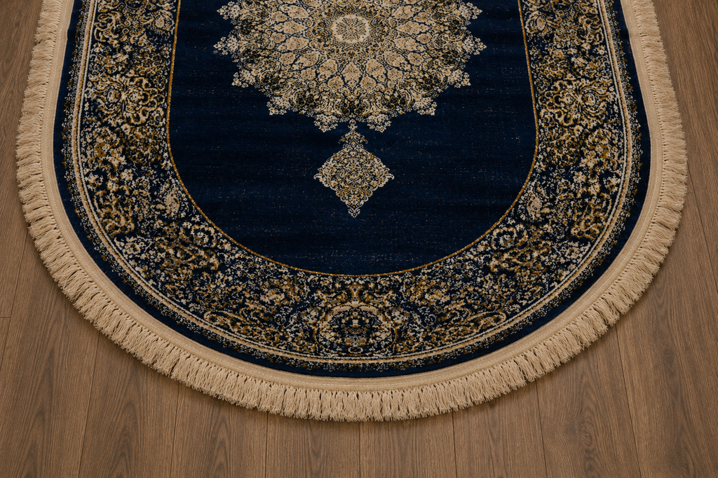 Royal Blue Oval Turkish Rug 3x5