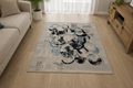 Modern Abstract Grey & Blue Turkish Rug