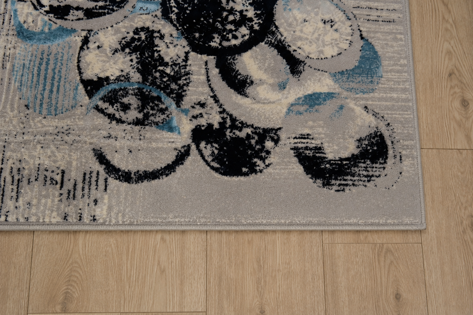 Modern Abstract Grey & Blue Turkish Rug
