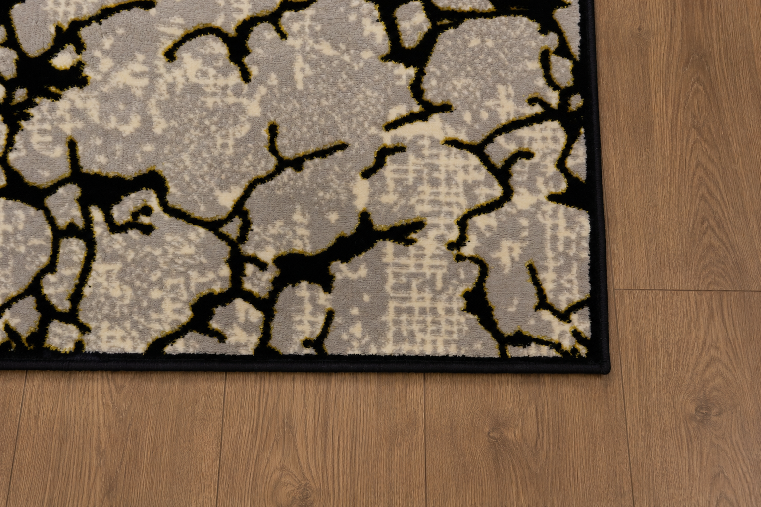 Modern Abstract Stone Pattern Rug (Grey & Black)