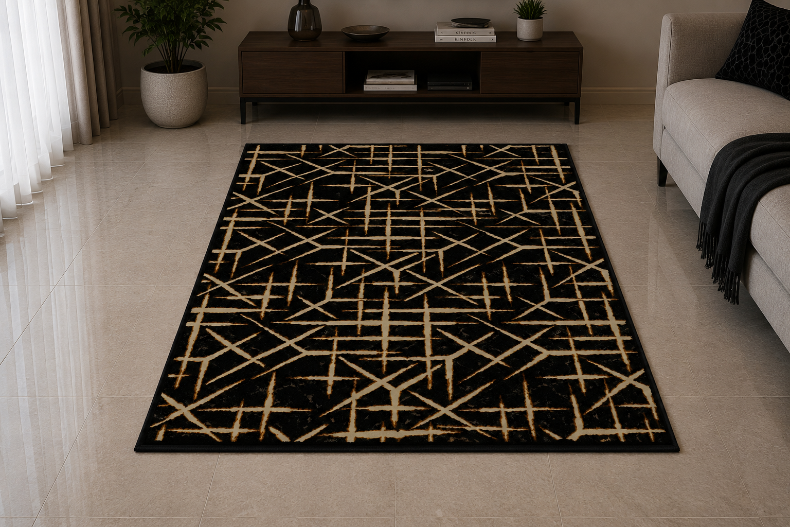 Iranian Luxury Grid Pattern Area Rug