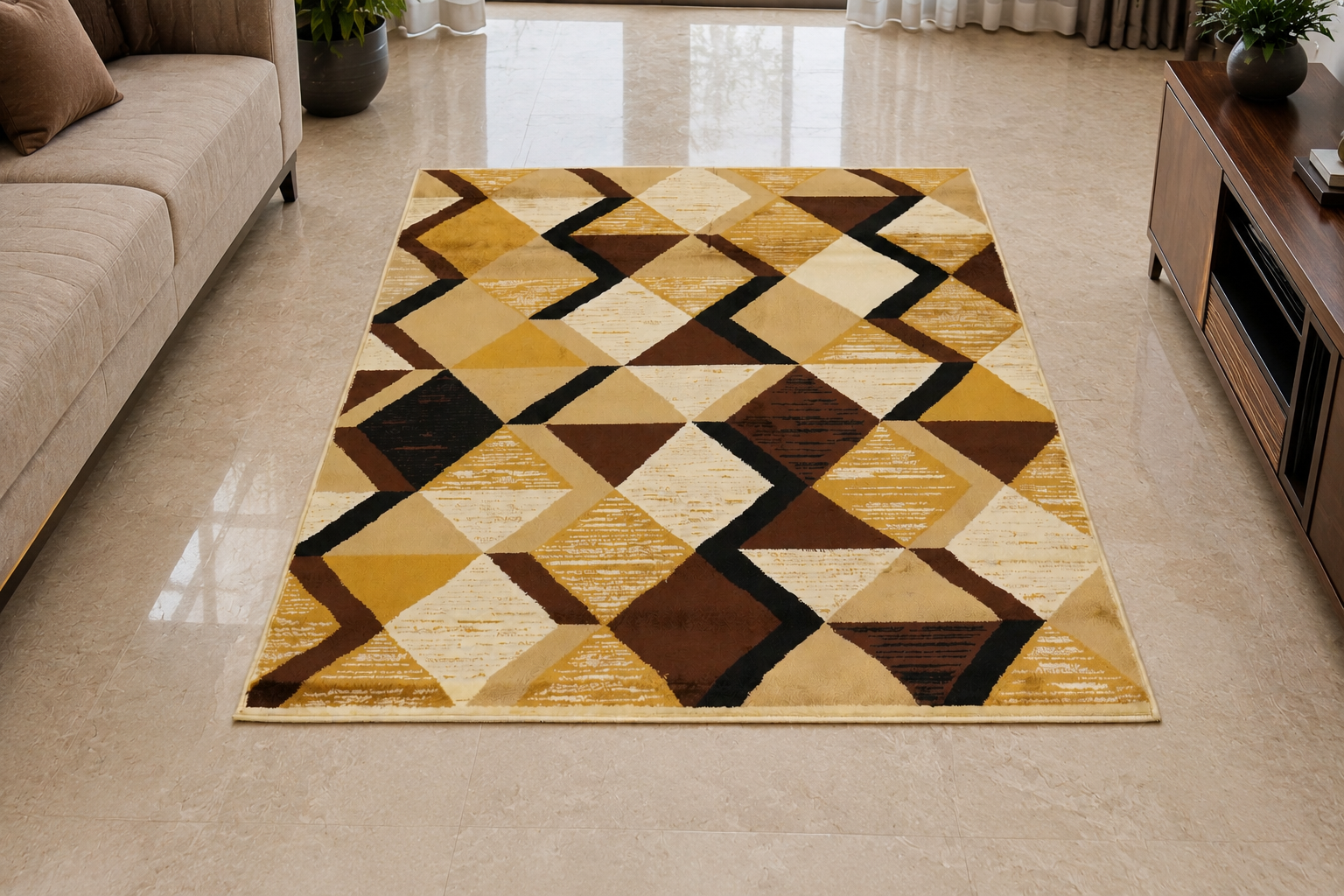 Geometric Beige Pattern Rug