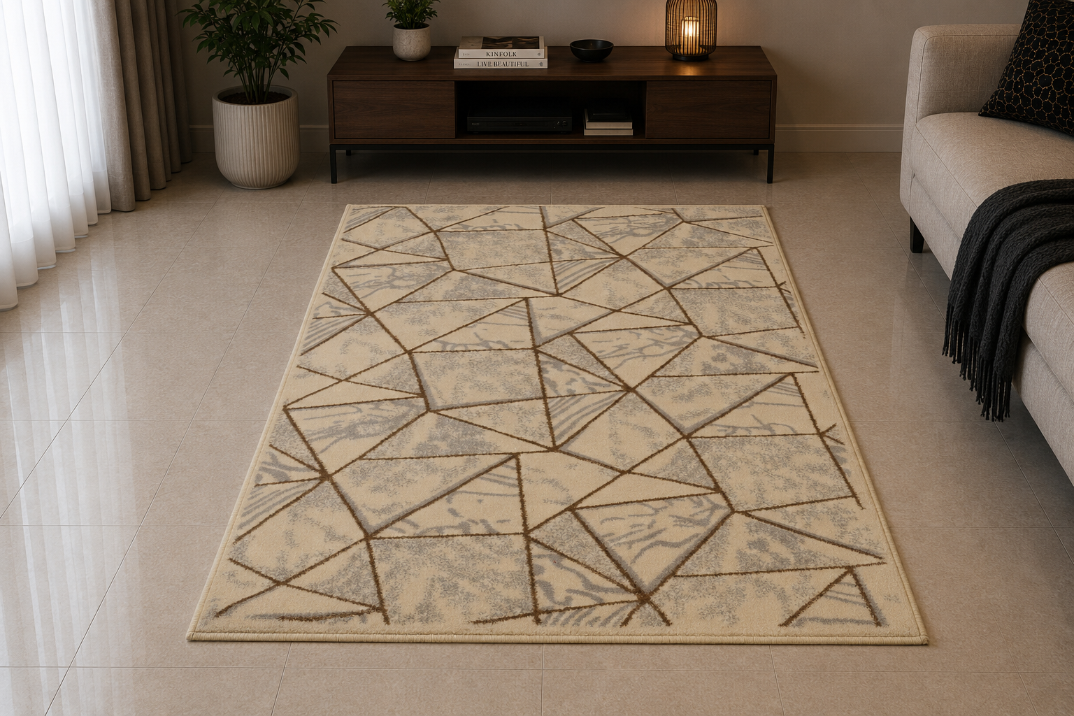 Iranian Geometric Mosaic Area Rug